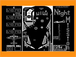 Title screen of Night Mission Pinball on the Atari 8-bit.