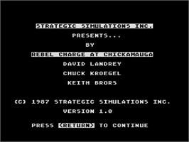 Title screen of Rebel Charge at Chickamauga on the Atari 8-bit.