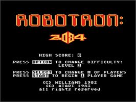 Title screen of Robotron on the Atari 8-bit.