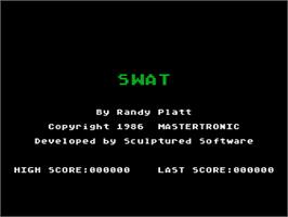 Title screen of SWAT on the Atari 8-bit.