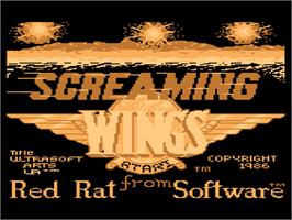 Title screen of Screaming Wings on the Atari 8-bit.