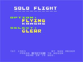 Title screen of Solo Flight on the Atari 8-bit.
