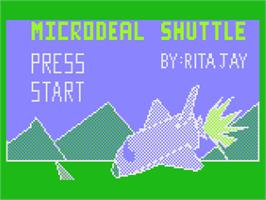 Title screen of Space Shuttle: A Journey into Space on the Atari 8-bit.