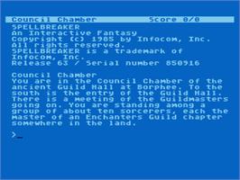 Title screen of Spellbreaker on the Atari 8-bit.