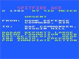 Title screen of Spitfire Ace on the Atari 8-bit.