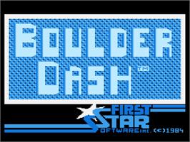 Title screen of Super Boulder Dash on the Atari 8-bit.