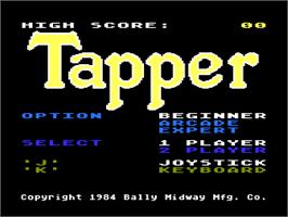 Title screen of Tapper on the Atari 8-bit.
