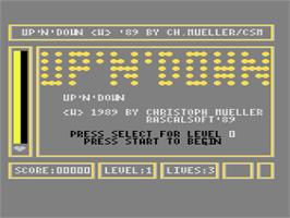 Title screen of Up'n Down on the Atari 8-bit.