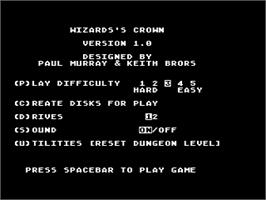 Title screen of Wizard's Crown on the Atari 8-bit.