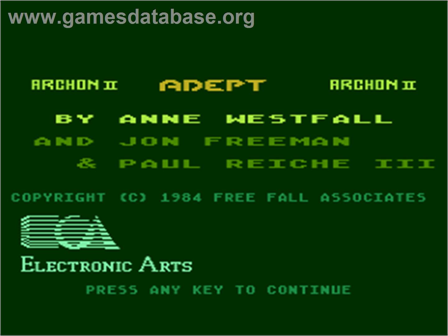 Archon 2: Adept - Atari 8-bit - Artwork - Title Screen