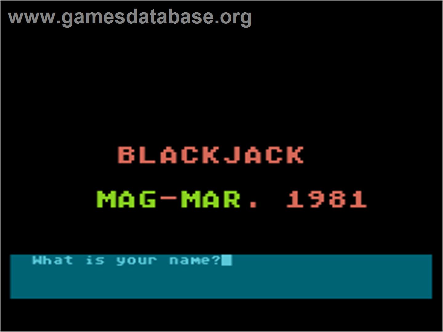 Blackjack - Atari 8-bit - Artwork - Title Screen