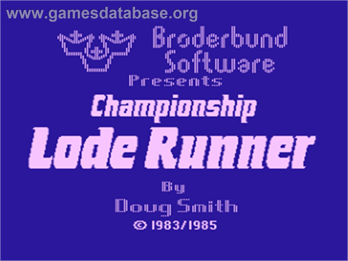 Championship Lode Runner - Atari 8-bit - Artwork - Title Screen