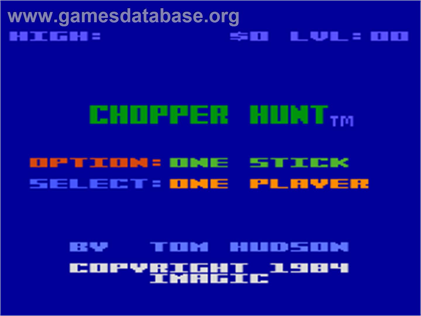 Chopper Hunt - Atari 8-bit - Artwork - Title Screen