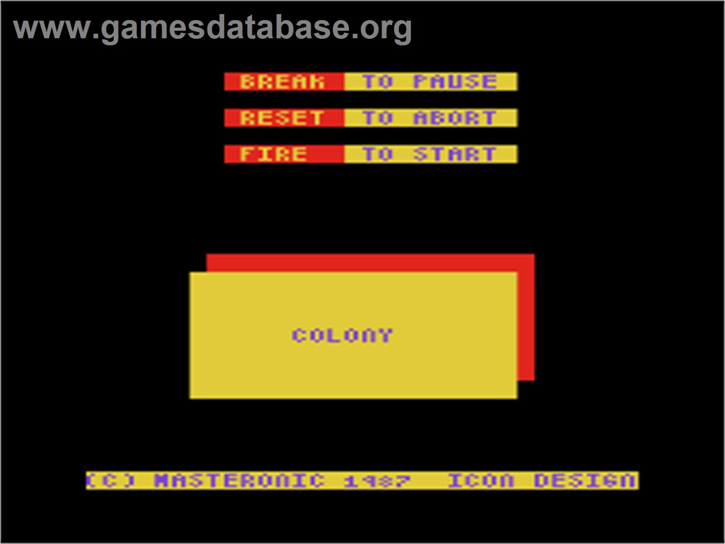 Colony - Atari 8-bit - Artwork - Title Screen