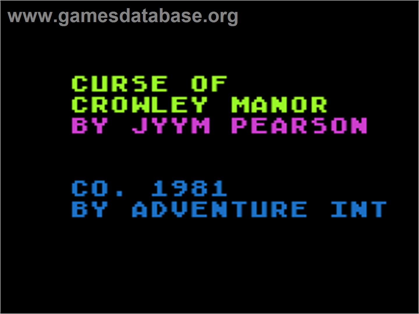 Curse of Crowley Manor - Atari 8-bit - Artwork - Title Screen