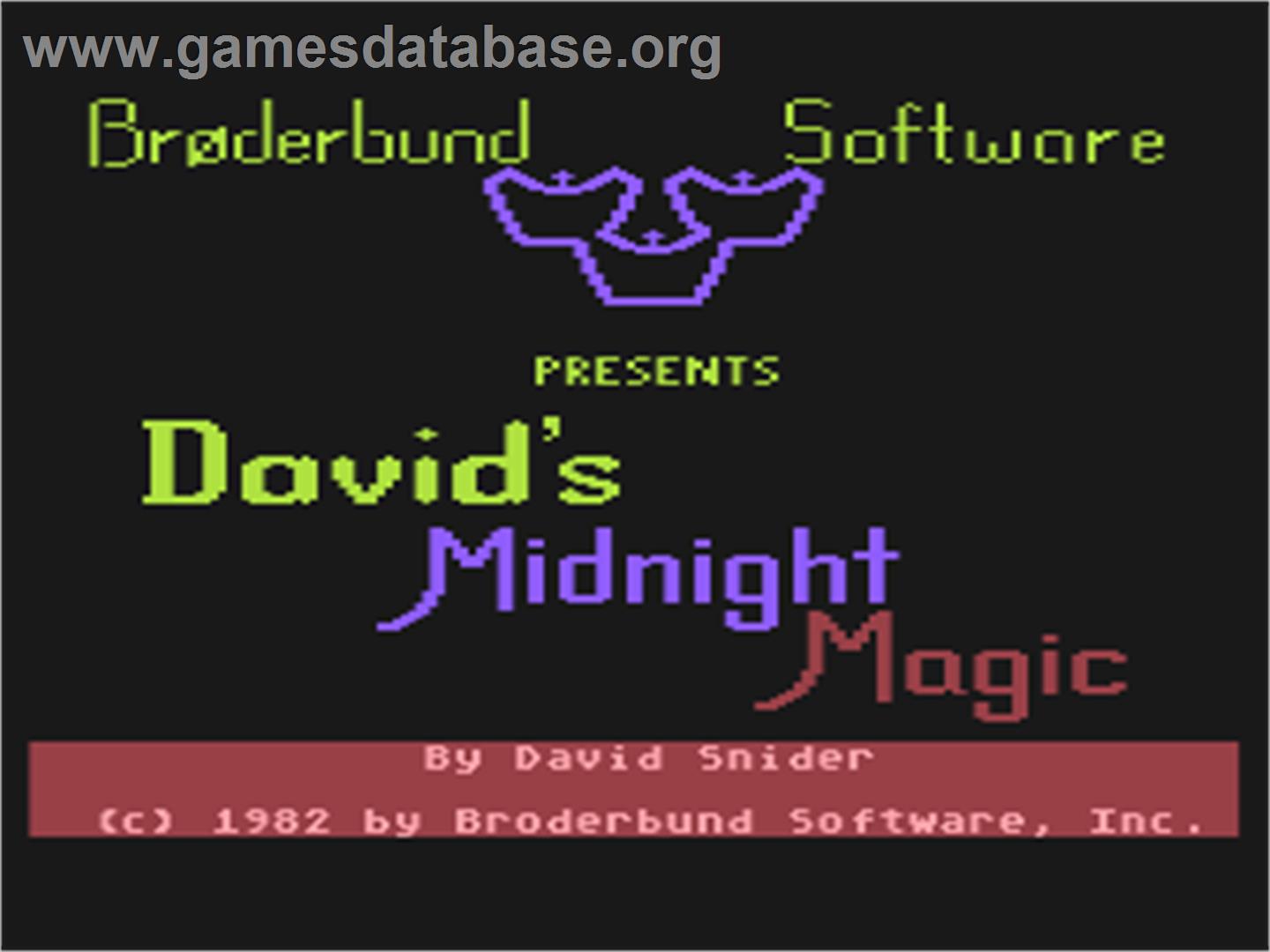 David's Midnight Magic - Atari 8-bit - Artwork - Title Screen