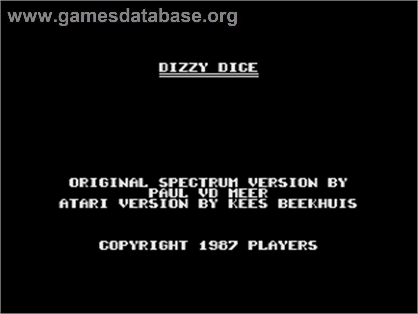 Dizzy Dice - Atari 8-bit - Artwork - Title Screen