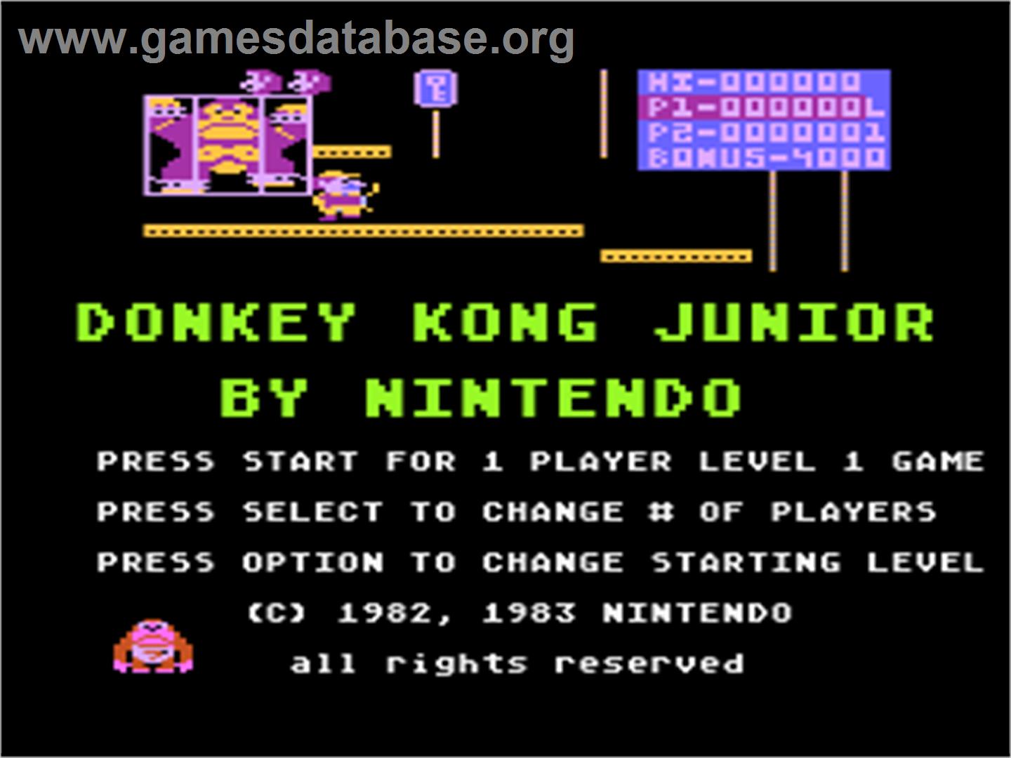 Donkey Kong Junior - Atari 8-bit - Artwork - Title Screen
