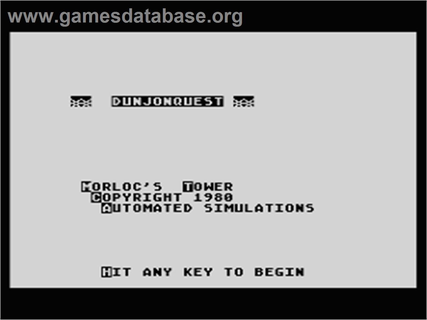 Dunjonquest: Morloc's Tower - Atari 8-bit - Artwork - Title Screen