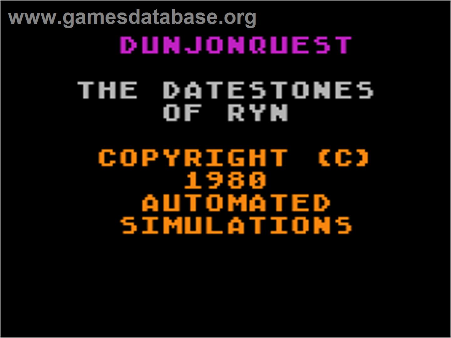 Dunjonquest: The Datestones of Ryn - Atari 8-bit - Artwork - Title Screen