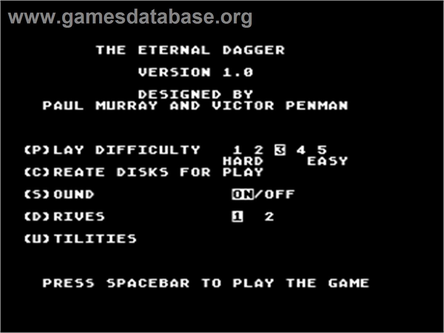 Eternal Dagger - Atari 8-bit - Artwork - Title Screen