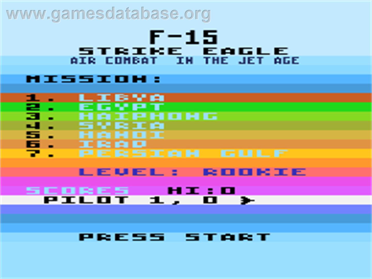 F-15 Strike Eagle - Atari 8-bit - Artwork - Title Screen