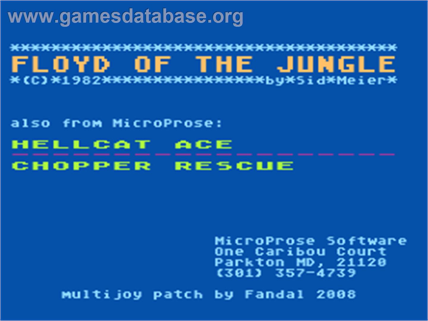Floyd of the Jungle - Atari 8-bit - Artwork - Title Screen