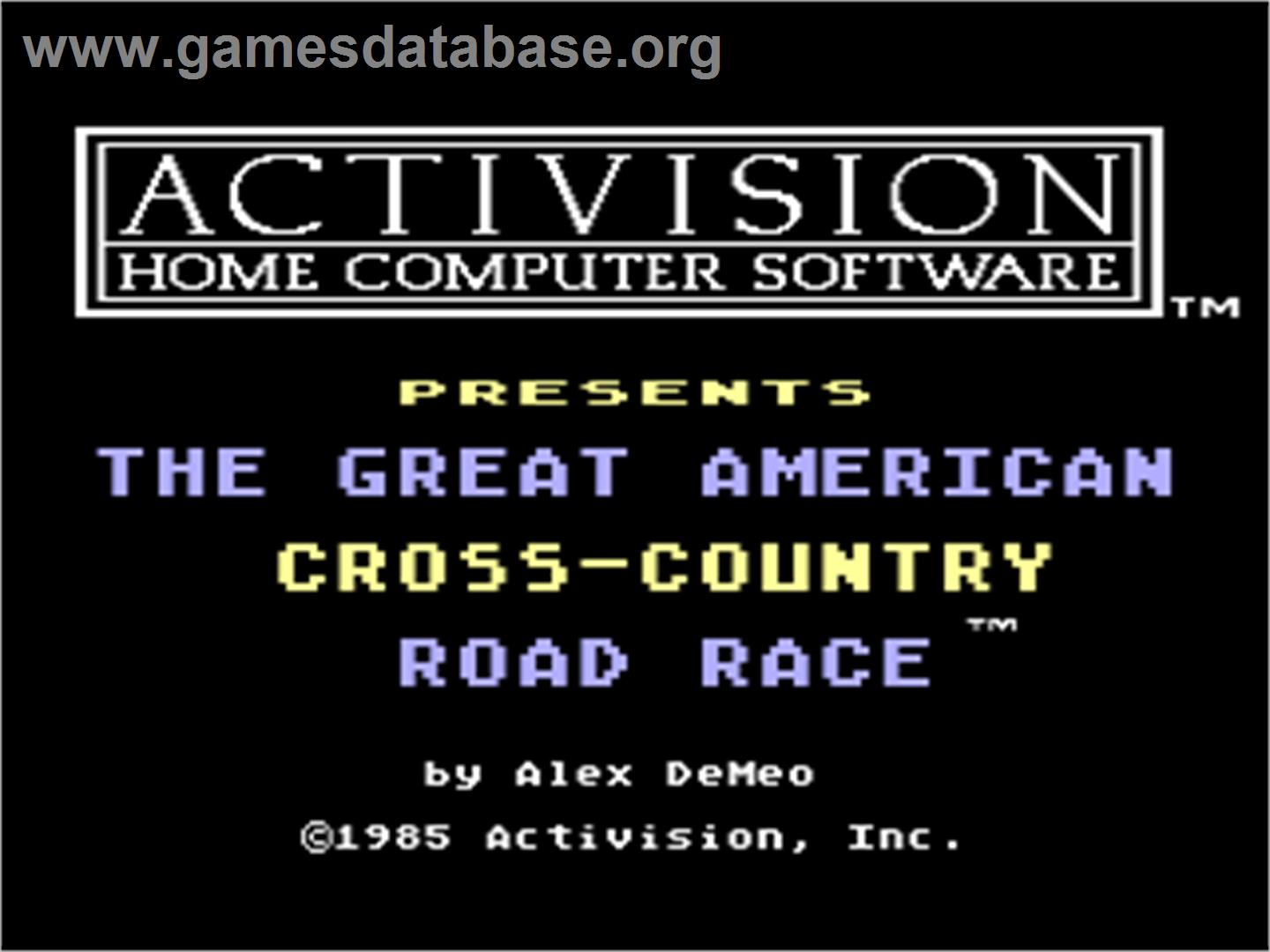 Great American Cross-Country Road Race - Atari 8-bit - Artwork - Title Screen