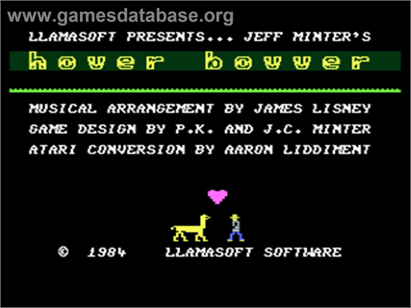Hover Bovver - Atari 8-bit - Artwork - Title Screen