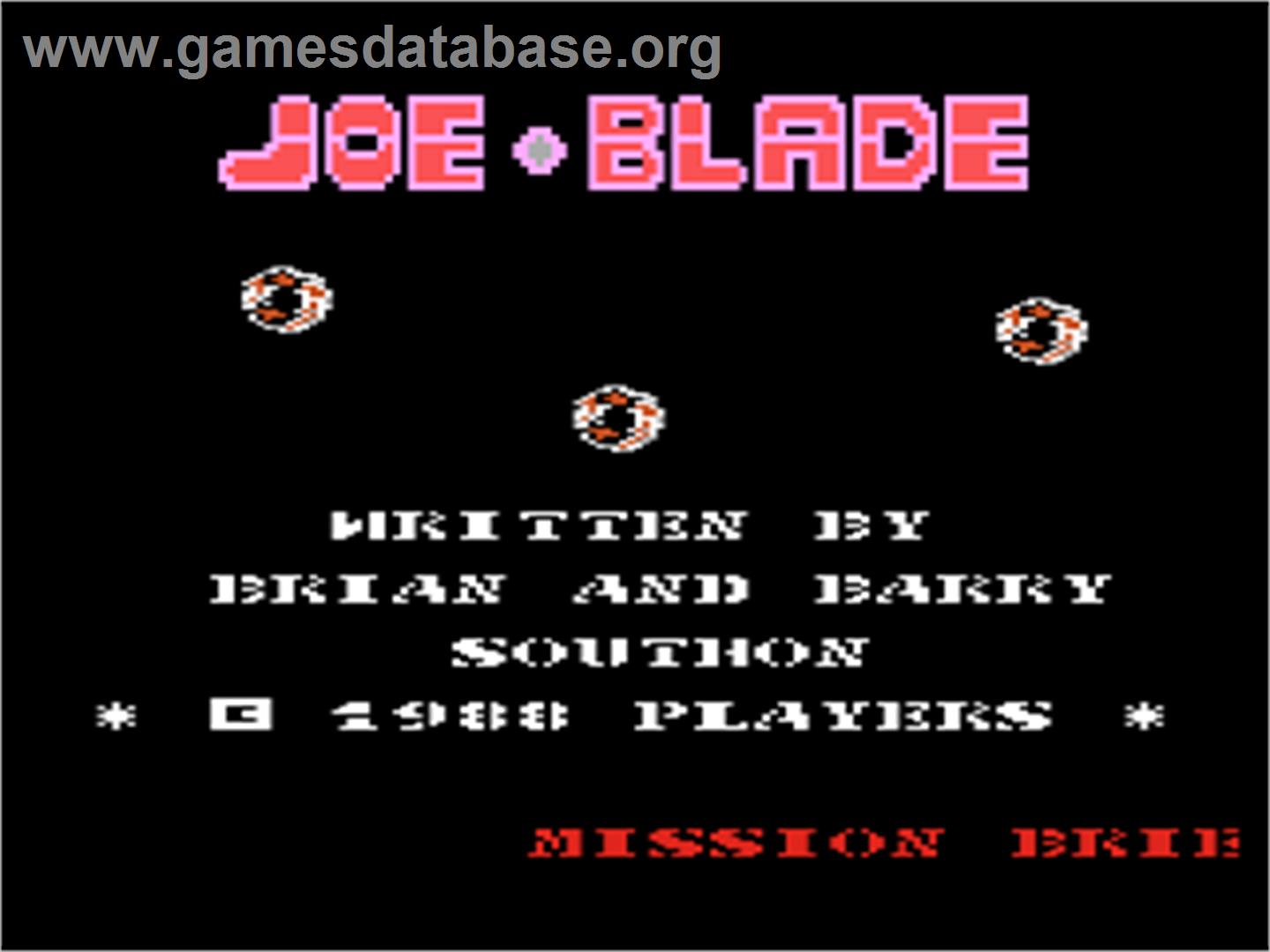 Joe Blade 2 - Atari 8-bit - Artwork - Title Screen
