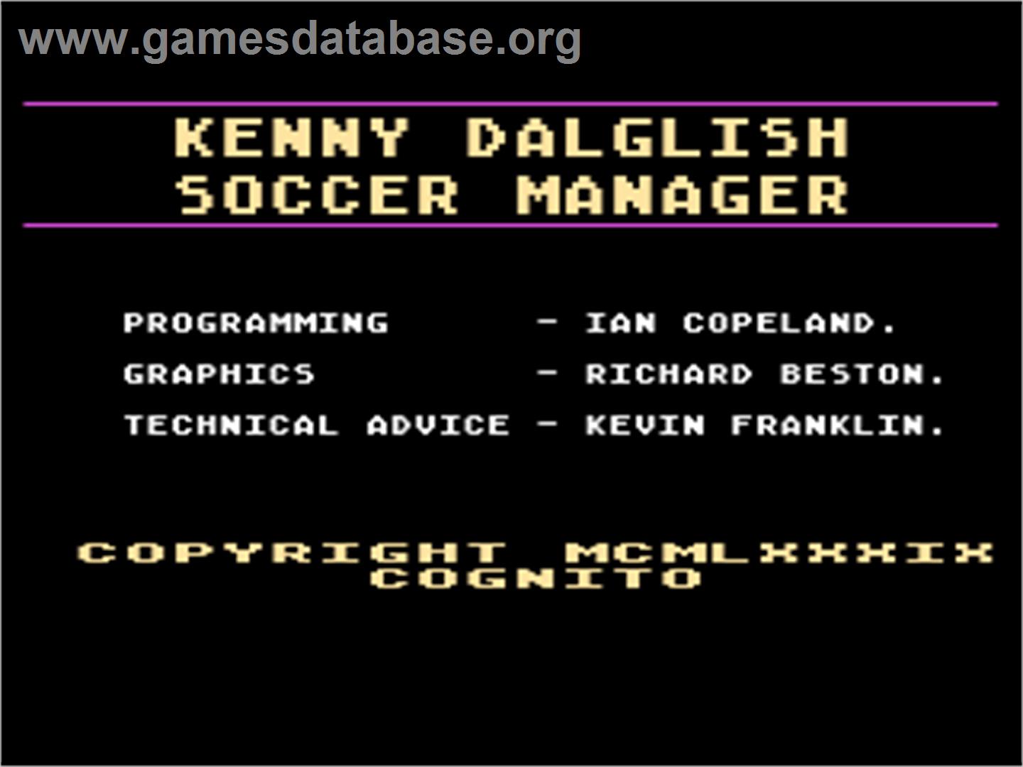 Kenny Dalglish Soccer Manager - Atari 8-bit - Artwork - Title Screen