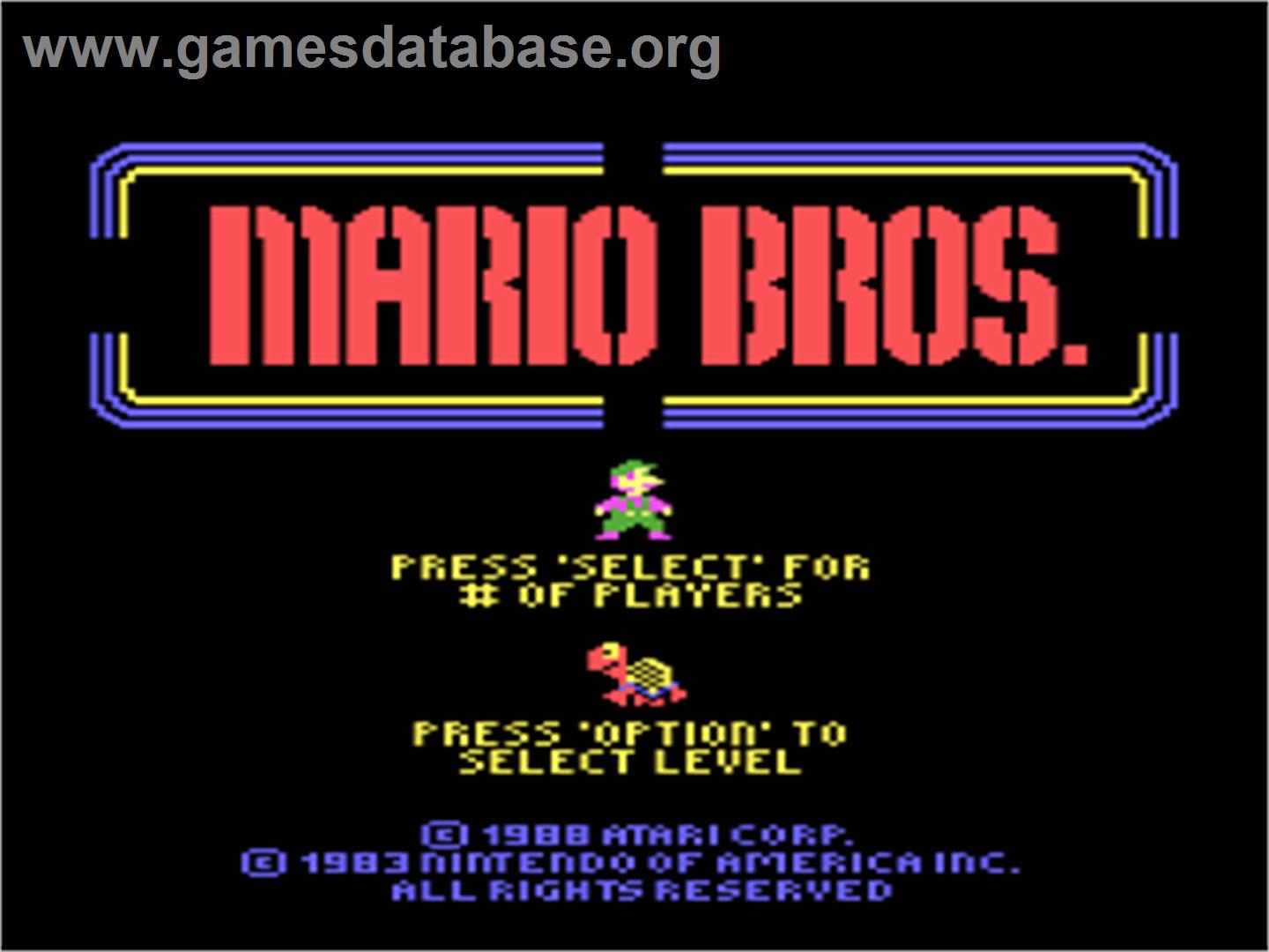 Mario Bros. - Atari 8-bit - Artwork - Title Screen