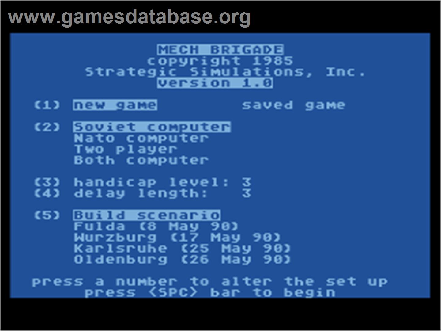 Mech Brigade - Atari 8-bit - Artwork - Title Screen