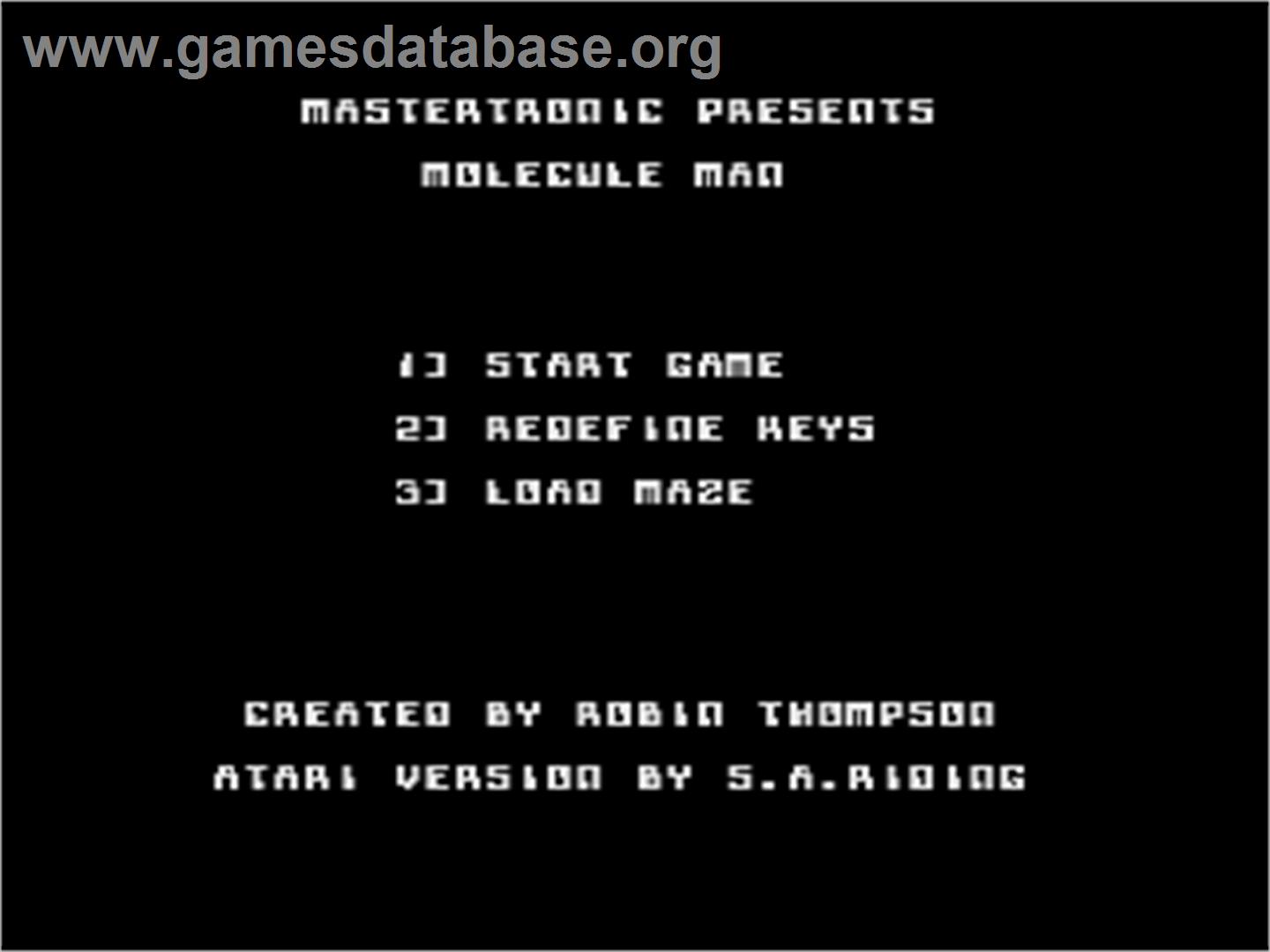 Molecule Man - Atari 8-bit - Artwork - Title Screen