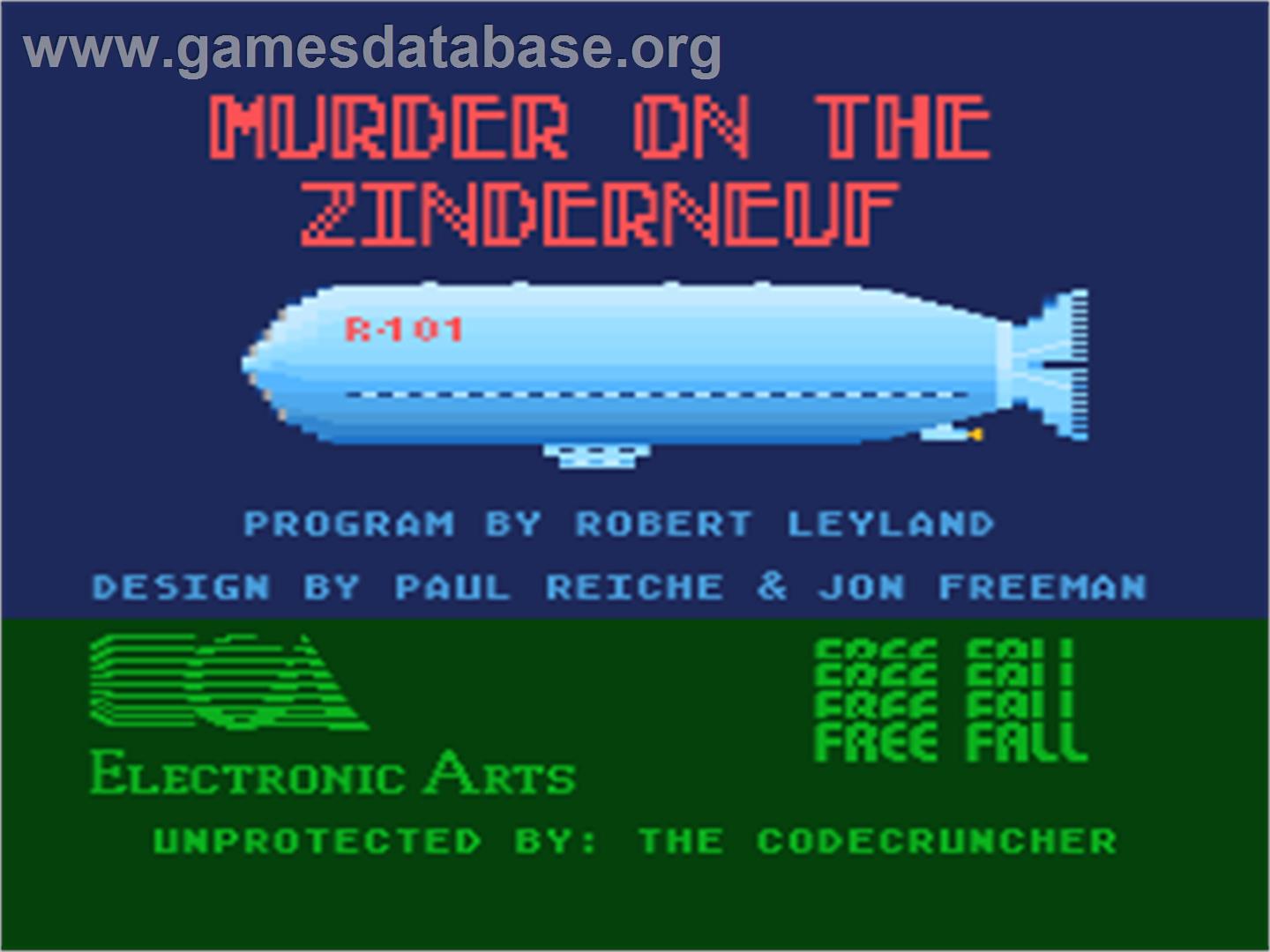 Murder on the Zinderneuf - Atari 8-bit - Artwork - Title Screen