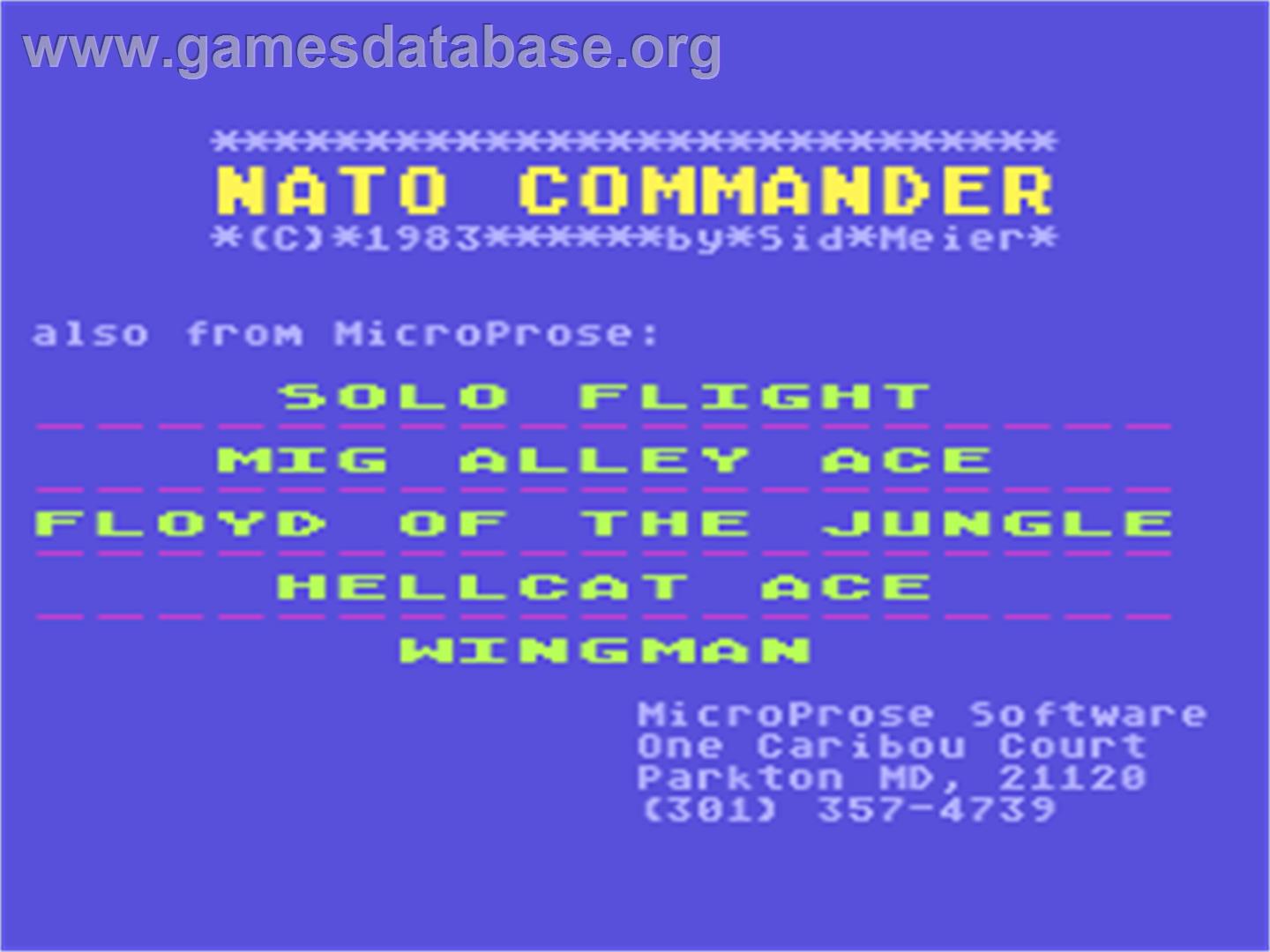 NATO Commander - Atari 8-bit - Artwork - Title Screen