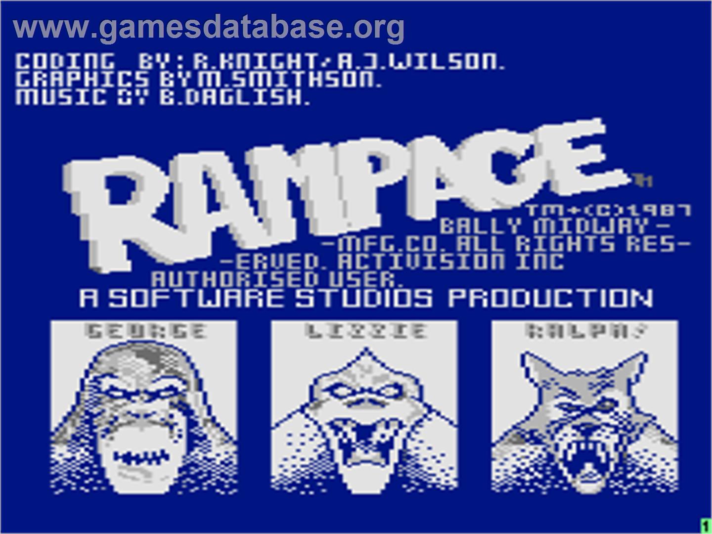 Rampage - Atari 8-bit - Artwork - Title Screen