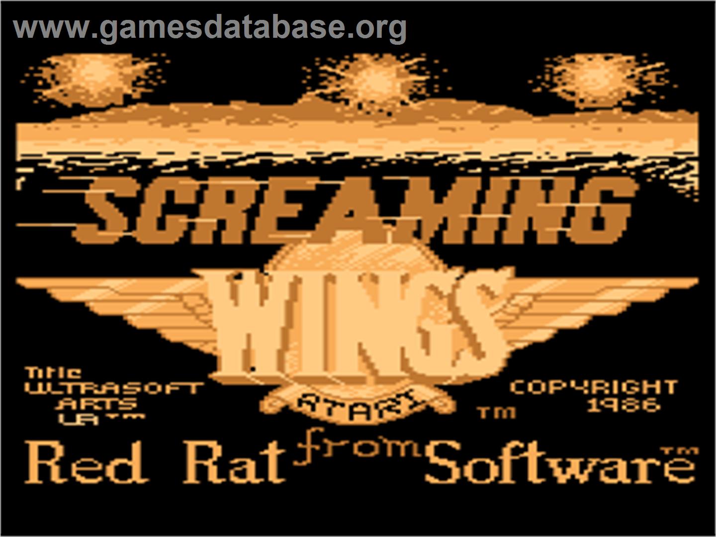 Screaming Wings - Atari 8-bit - Artwork - Title Screen