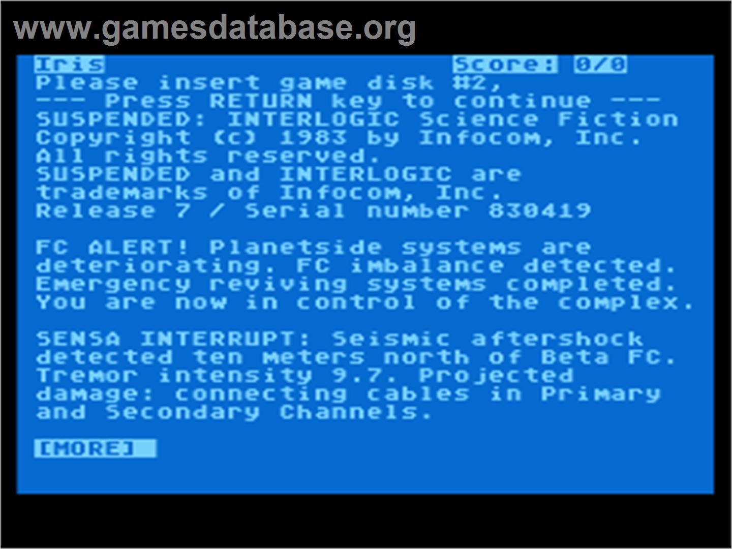 Suspended - Atari 8-bit - Artwork - Title Screen