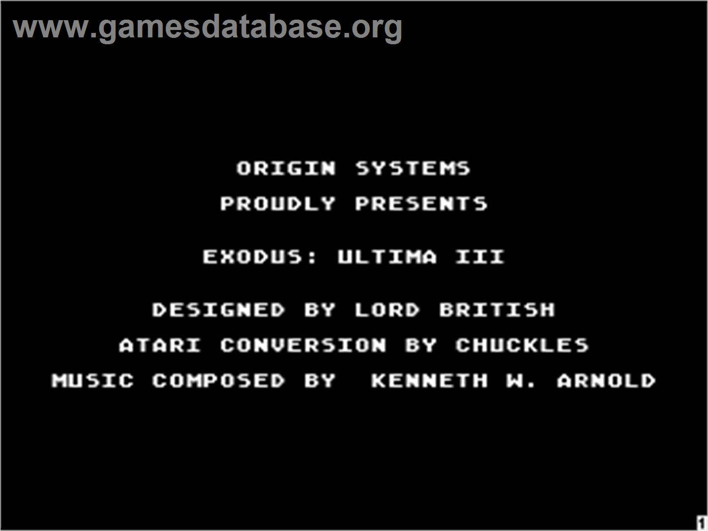 Ultima III: Exodus - Atari 8-bit - Artwork - Title Screen