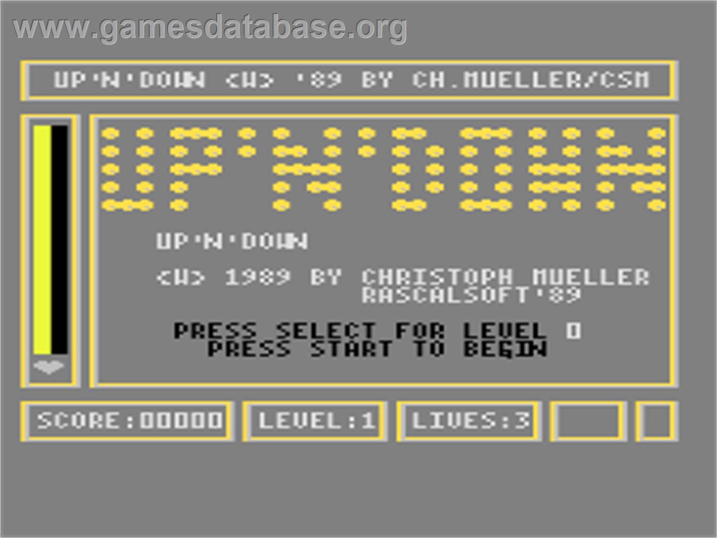 Up'n Down - Atari 8-bit - Artwork - Title Screen