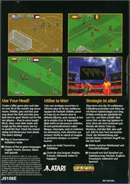 Box back cover for Fever Pitch Soccer on the Atari Jaguar.