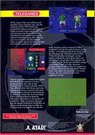 Box back cover for Sensible Soccer: International Edition on the Atari Jaguar.