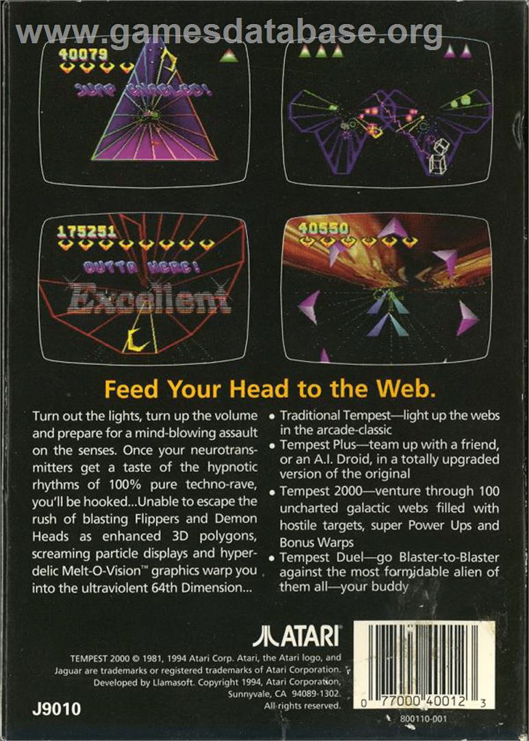 Tempest 2000 - Atari Jaguar - Artwork - Box Back