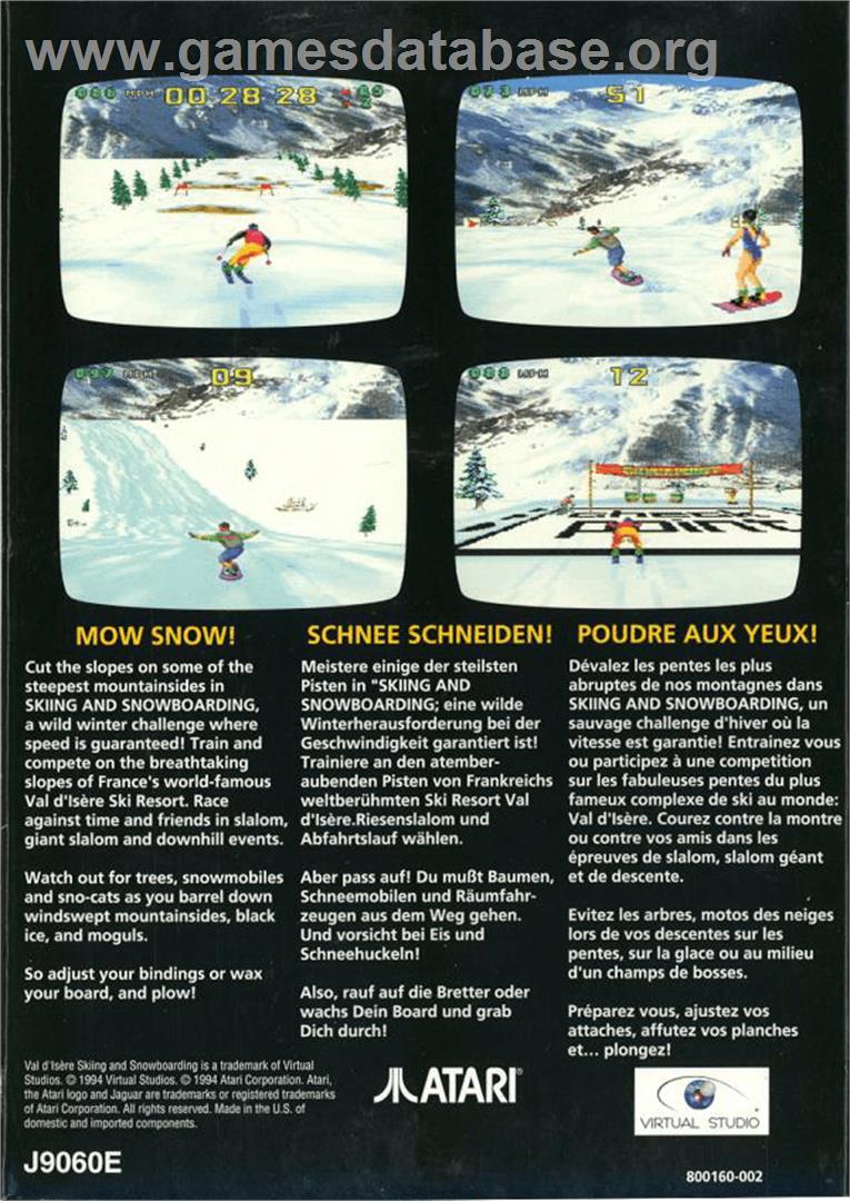Val d'Isère Skiing and Snowboarding - Atari Jaguar - Artwork - Box Back