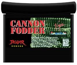 Cartridge artwork for Cannon Fodder on the Atari Jaguar.