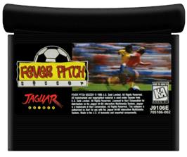 Cartridge artwork for Fever Pitch Soccer on the Atari Jaguar.