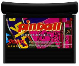 Cartridge artwork for Pinball Fantasies on the Atari Jaguar.