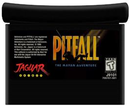 Cartridge artwork for Pitfall: The Mayan Adventure on the Atari Jaguar.