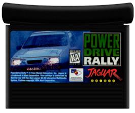 Cartridge artwork for Power Drive Rally on the Atari Jaguar.